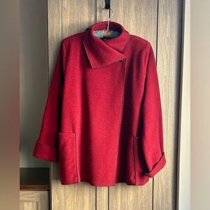 Maralyce Ferre Red Fleece Wrap Oversize Jacket | Large